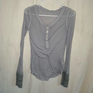Silver Blue Sheer Long-sleeved Shirt